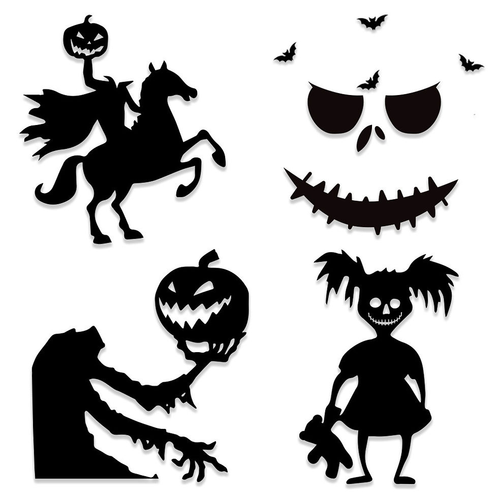 Thumbnail: Halloween decoration room door stickers window decor skeleton hand pumpkin DIY d