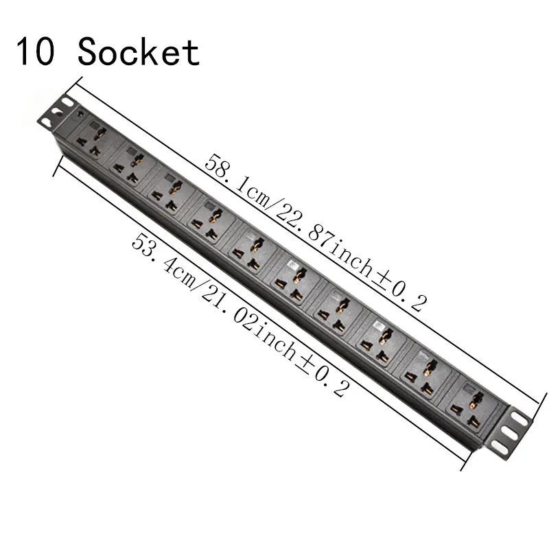 Thumbnail: 1U Rack Mount PDU Power Distribution Unit with 2/3/4/5/6/7/8/9/10 Ways Universal
