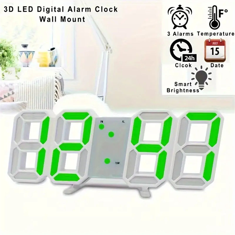 Thumbnail: Digital Wall Clock Desk Watches Electronic Alarm Modern Home Decoration for Bedr