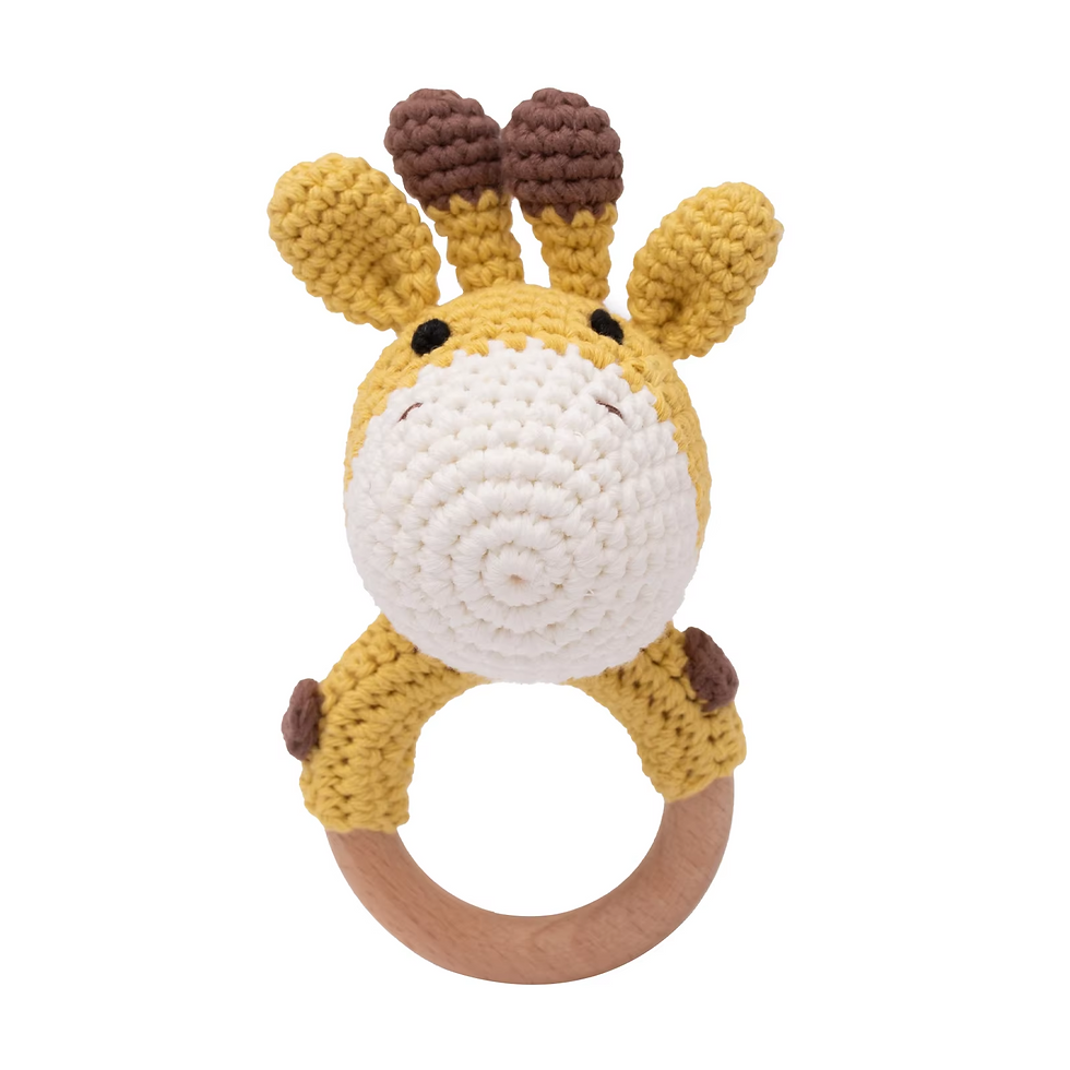 Thumbnail: Baby Crochet Rattle Wooden Teether Toy BPA Free Wood Rodent Rabbit Rattle Baby M