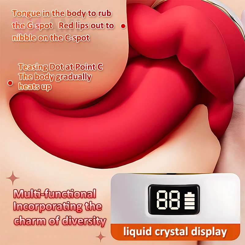 Thumbnail: 🥵 Rose Toy Tongue Vibrator for Women - 5-in-1 Oral Wave Sex Toy