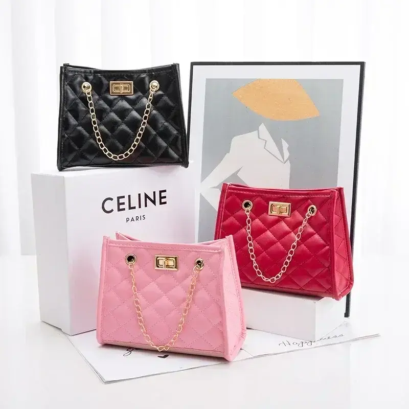 Thumbnail: Women's Tote Bags, Handbag with Chains, Diamond Lattice Underarm Luxury Shoulder
