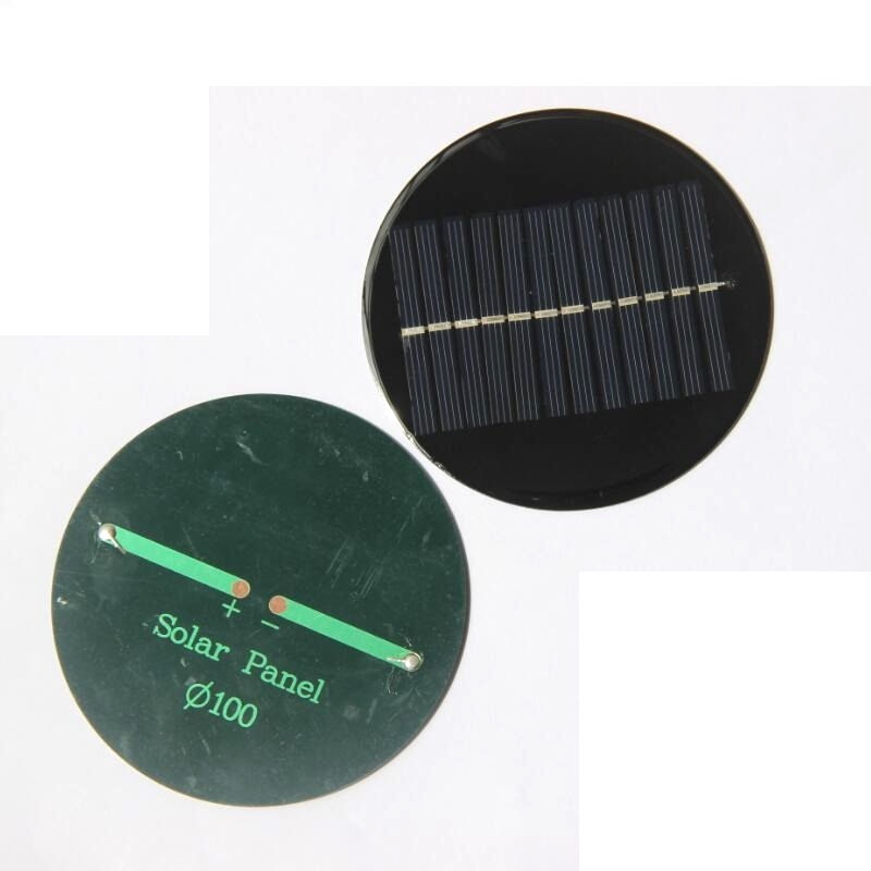 Thumbnail: 2W 6V Solar Panel Round Diameter 100MM Polycrystalline  Solar Charger For 3.7V-5