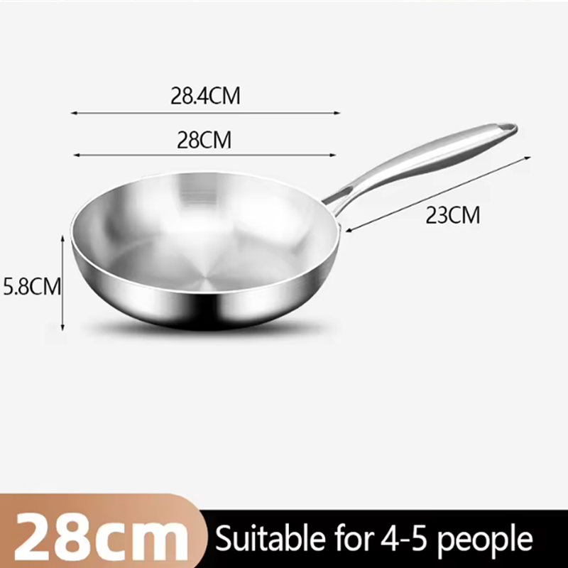 Thumbnail: Coating-Free Wok Pan Set 304 Stainless Steel Fried Meat Pot Kitchen Utensils Sui