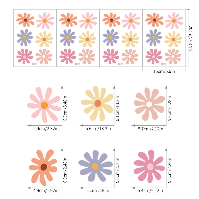 Thumbnail: Kids room decoration colorful daisy stickers for living room kindergarten decora
