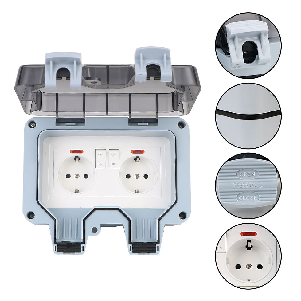 Thumbnail: Double EU Socket Power Supply Switch Socket 16A Outdoor Wall Power Socket With U