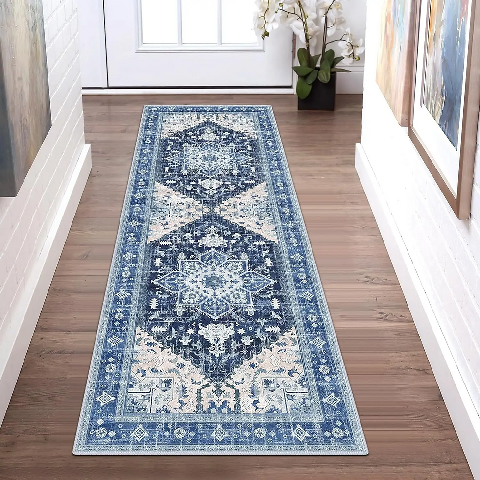 Thumbnail: Washable Runner Rug,Boho Vintage Hallway Rug Runner with Rubber Backing, Stain R