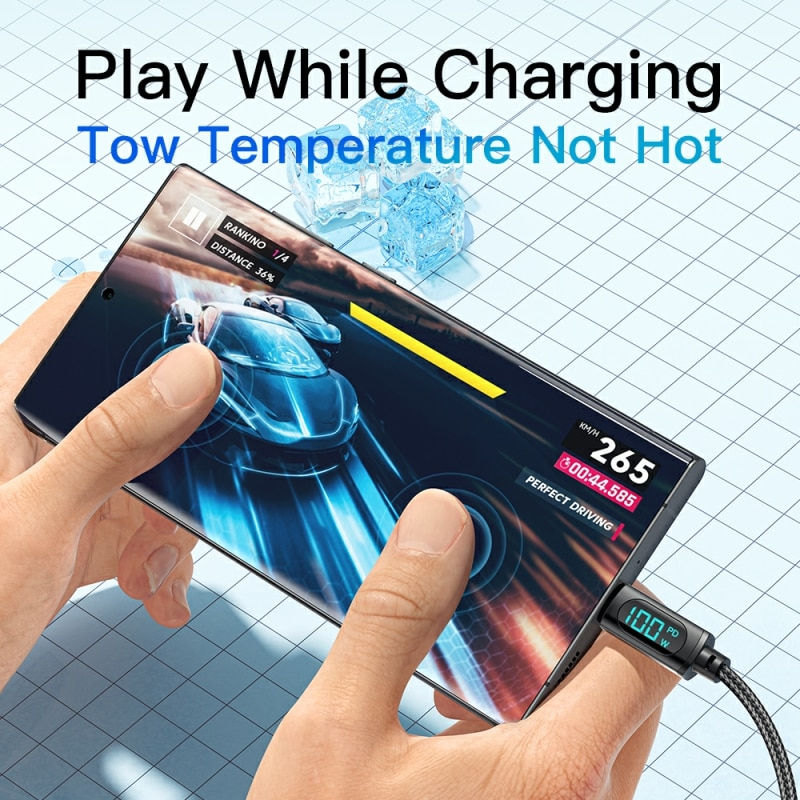 Thumbnail: Essager Type C to Type C Cable 100W PD Fast Charging Charger USB C to USB C Disp