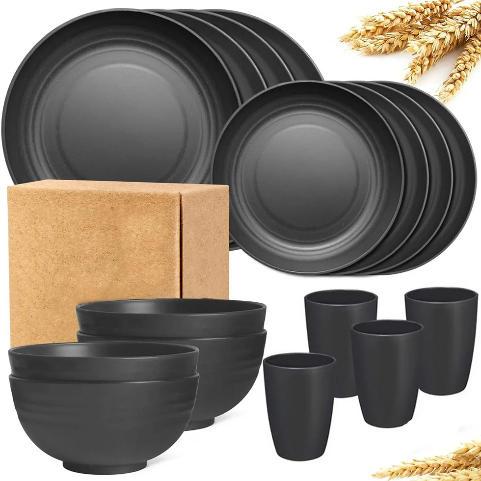 Thumbnail: New 16 Pieces/set of Non Fragile Meal Plates, Wheat Straw Dishes, Tableware Set,