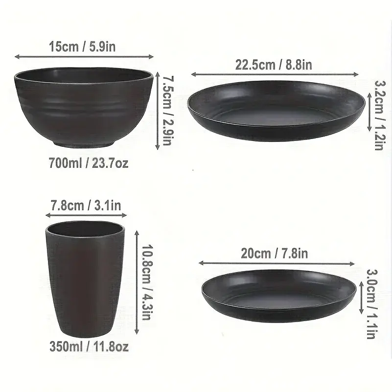 Thumbnail: 16 Piece Tableware Set Plates Bowls Cups Included For Home Family Camping Picnic