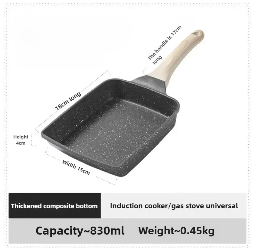 Thumbnail: Square Medical Stone Frying Pan Frying Pan Egg Roll Mold Pan Gas Stove Mini Pot
