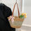 Thumbnail: Women Vintage Shoulder Bag with Bow Crochet Beach Handbag Straw Tote Handbag Wea