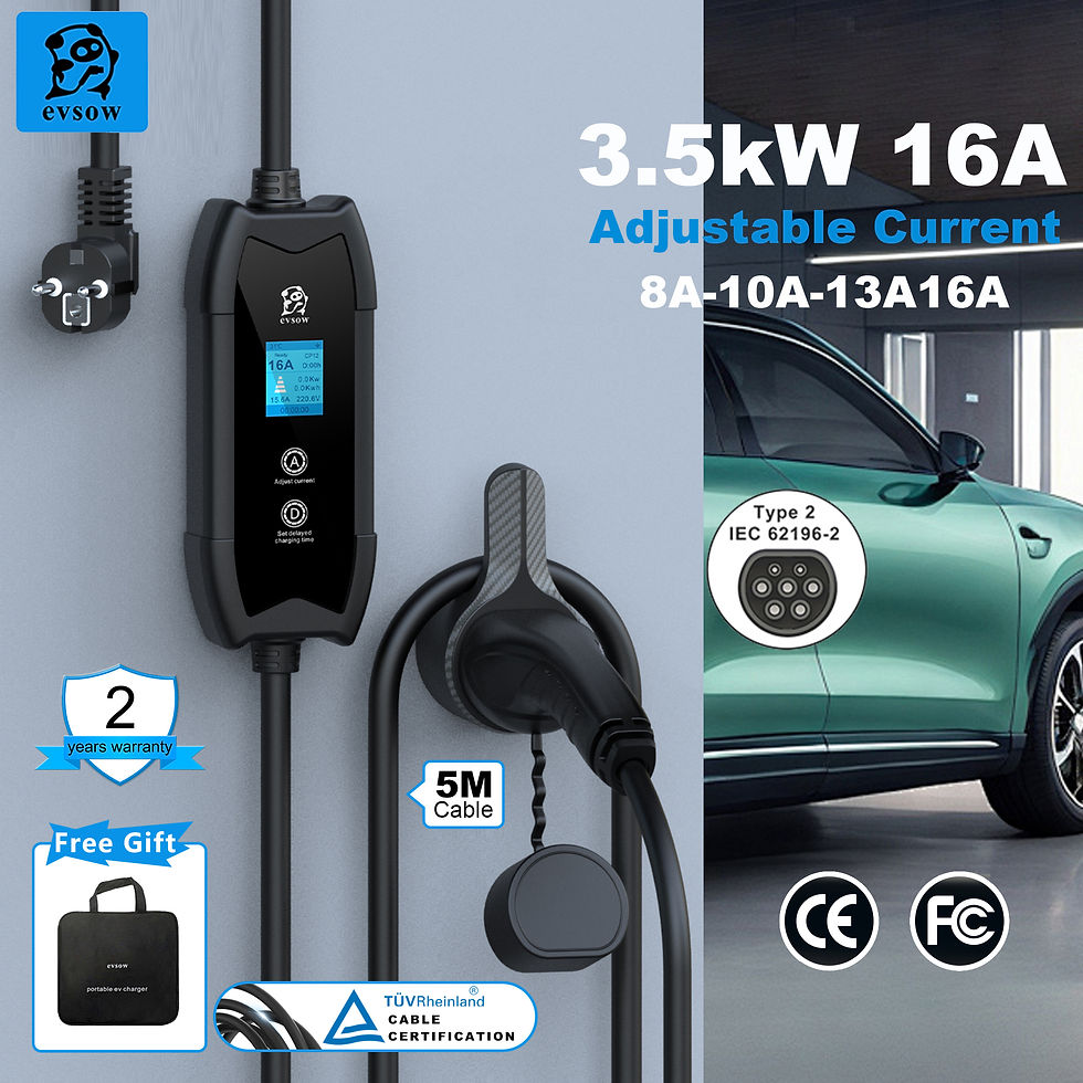 Thumbnail: evsow 3.5KW Portable EV Charger Type2 16A 1P Electric Car Charger Adjustable Cur