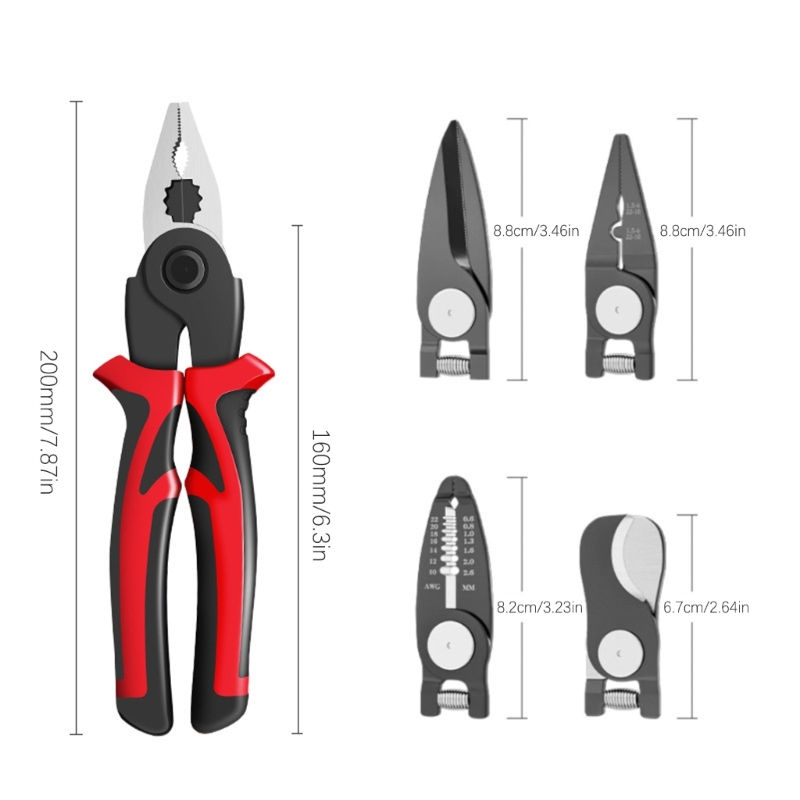 Thumbnail: 5 in 1 Multitool Pliers Portable Hand Tools Replaceable Head Crimping Tool Wire