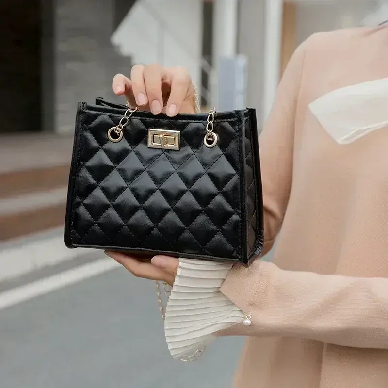 Thumbnail: Women's Tote Bags, Handbag with Chains, Diamond Lattice Underarm Luxury Shoulder