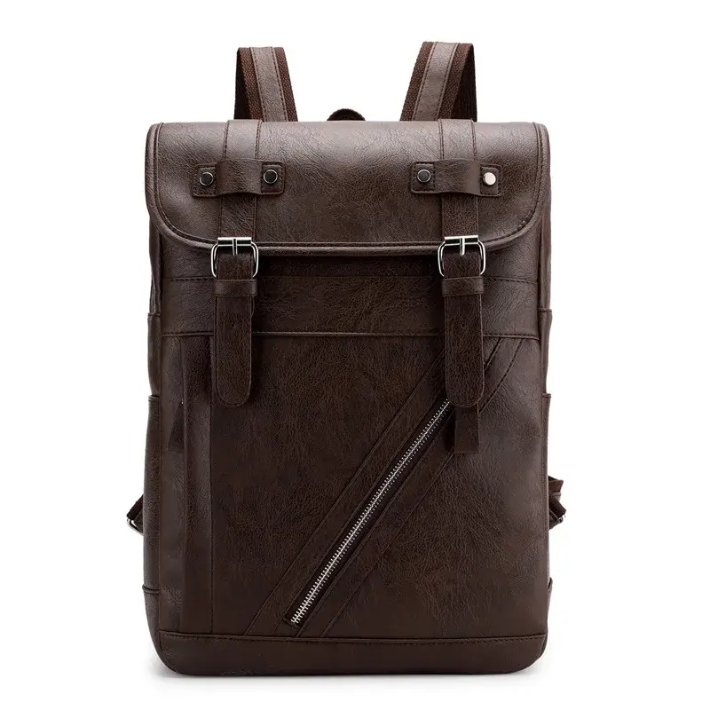Thumbnail: vintage backpack leather bag man shoulder bags Waterproof male backpack 15.6 inc