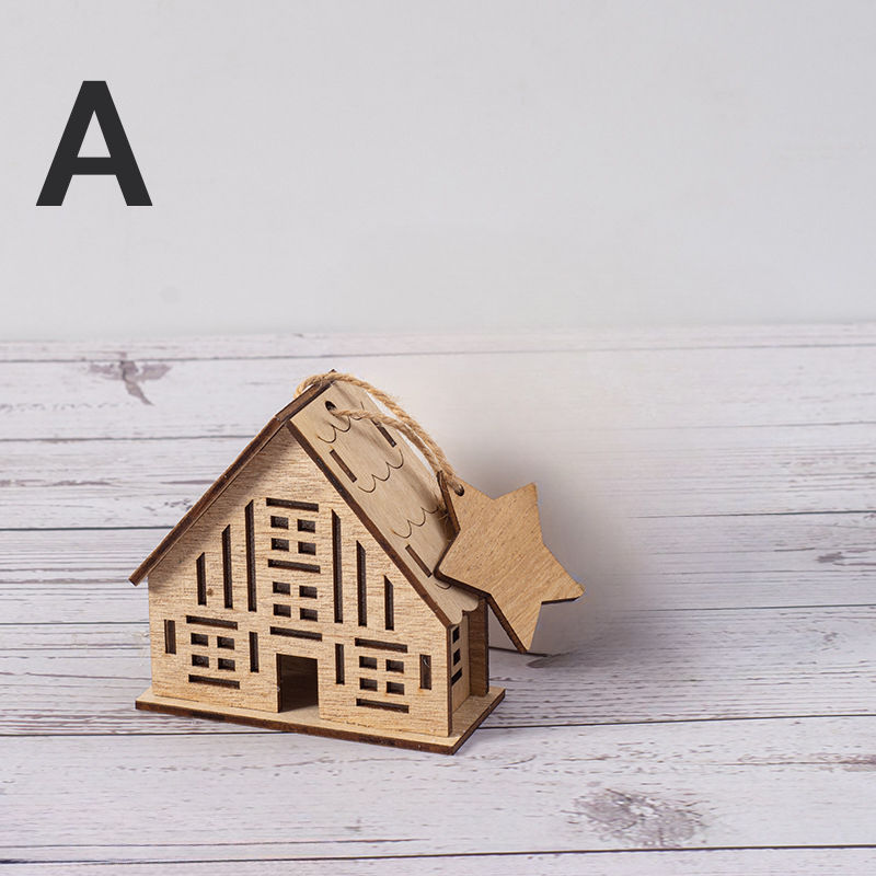 Thumbnail: Christmas Wooden Atmosphere Luminous Small Wooden House Decorations Home Furnish