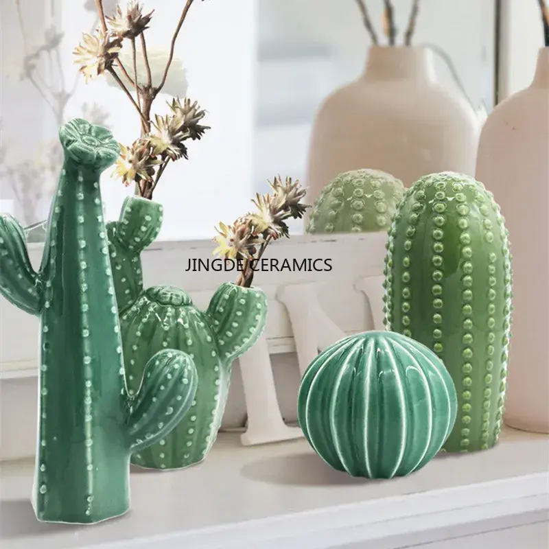 Thumbnail: 1pc Decorations presents for home 2024 ceramic cactus home aesthetic decor cactu