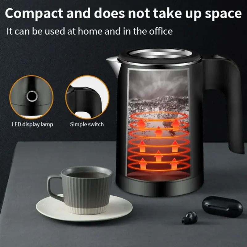 Thumbnail: Electric Kettle 500ML Stainless Steel Portable Water Boiler Pot for Hotel Family