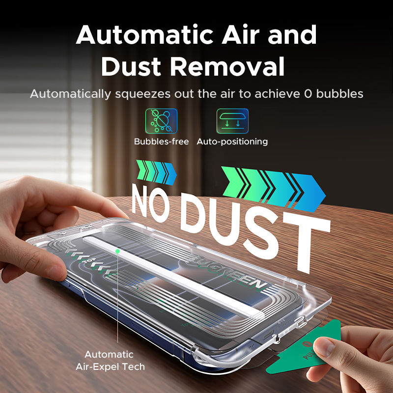 Thumbnail: UGREEN 2PCS Automatic Dust-free Screen Protector For iPhone 17 Pro Max Tempered