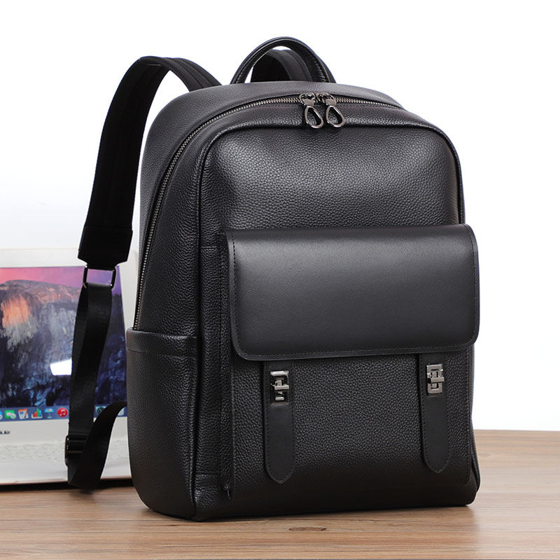 Thumbnail: Backpack 15.6 inch Laptop Bag Genuine Leather Backpack For Men Travel Bags Teena