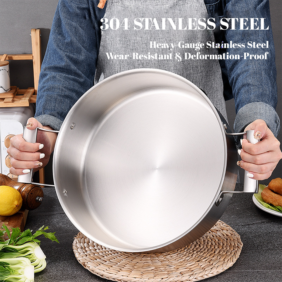 Thumbnail: 28/30/32/34cm Soup Pot 5 Layer Steel Pot with Glass Lid 304 Stainless Steel Cook
