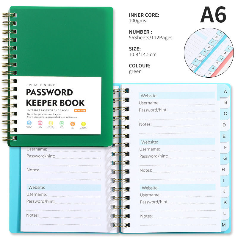 Thumbnail: Password Book Notebook A6 With Alphabetical Tabs Notepad Office Supplies Station
