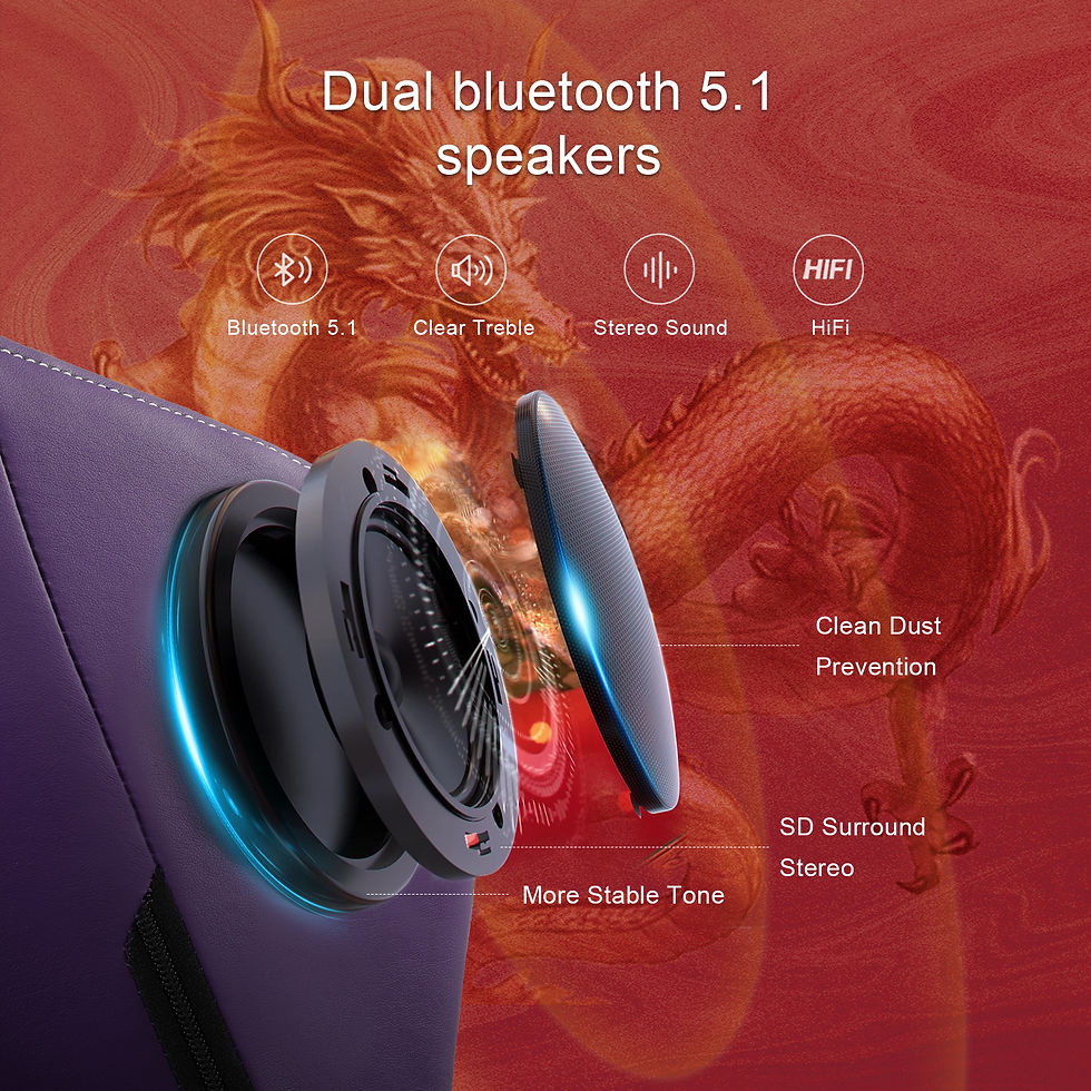 Thumbnail: GTPLAYER Gaming Chair with Bluetooth Speakers, Footrest & Ergonomic Design, Drag