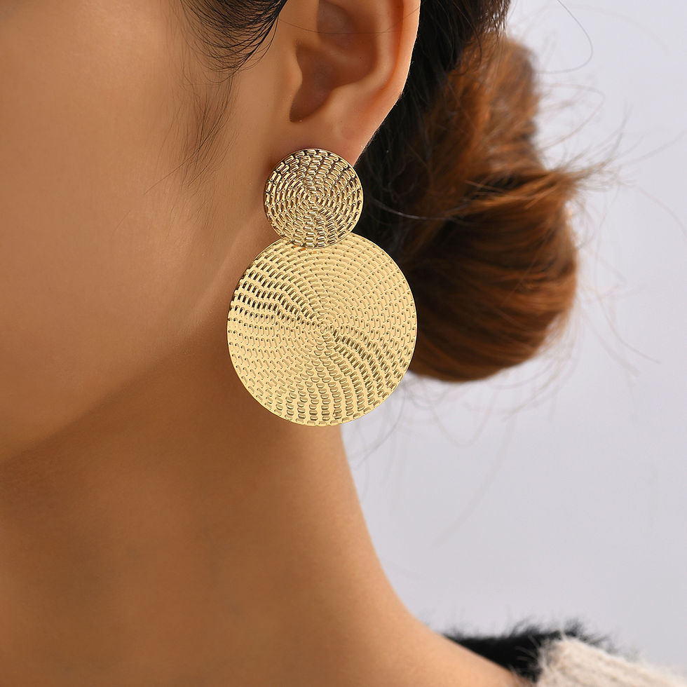 Thumbnail: Aretes De Mujer Bohemia Trendy Geometric Metal Round Earrings For Women Fashion