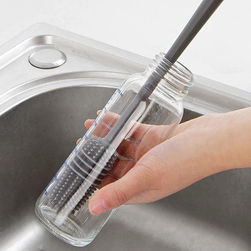 Thumbnail: Silicone Milk Bottle Brush Cup Scrubber Glass Cleaner Kitchen Cleaning Tool Long