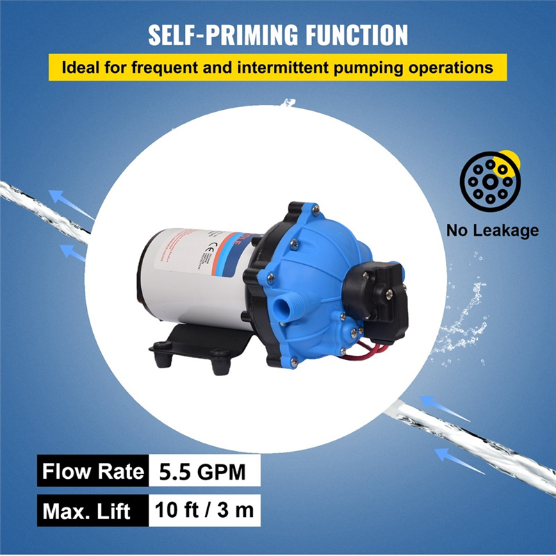 Thumbnail: 67NEW Washdown Pump 12V RV Water Pump 5.5 GPM 70 PSI Max. Lift Self Priming for