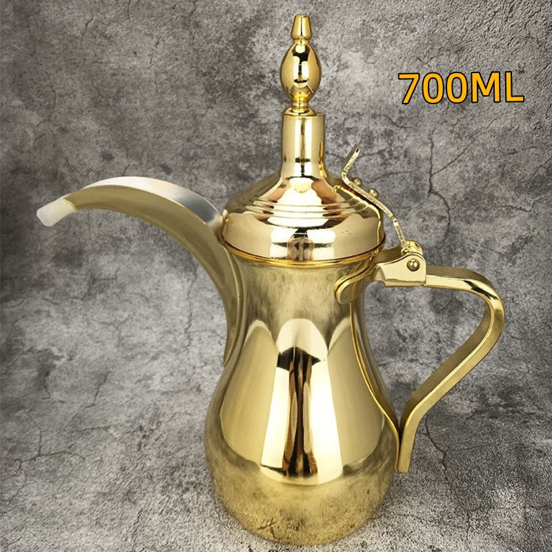 Thumbnail: Golden Arabic Coffee Pots, ,Hot Water long-mouthed Tea Kettle Coffee Maker, Narr