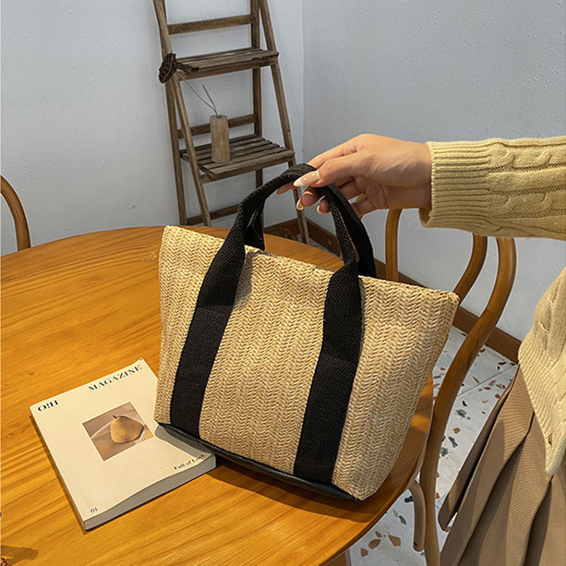 Thumbnail: Women Casual Rattan Handbags Fashion Summer Beach Straw Bag Woven Shopping Bag T