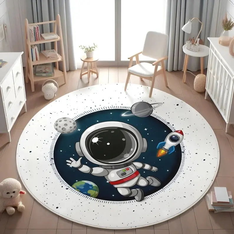Thumbnail: Planets Astronauts Playmat Round Rug  Living Room Decor Sofa Rug Kid's Play Mat