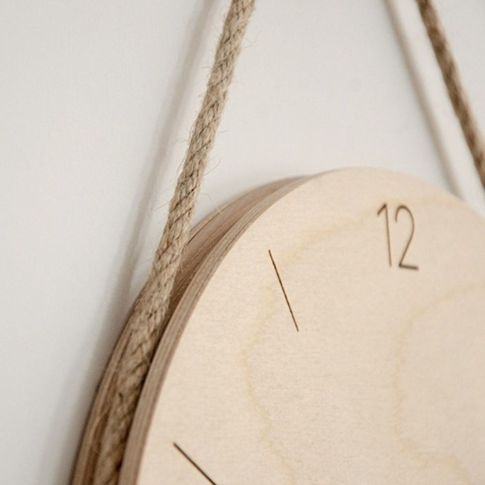 Thumbnail: Home Decor Round Solid Wood Clock Nordic Style Minimalist Scale Clock Hanging Wa