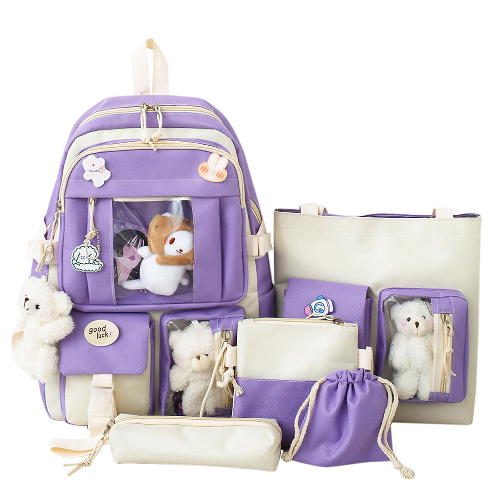 Thumbnail: 5pcs Girls Backpack School Bags for Teenage Girls Multipockets Backpack Women Mo