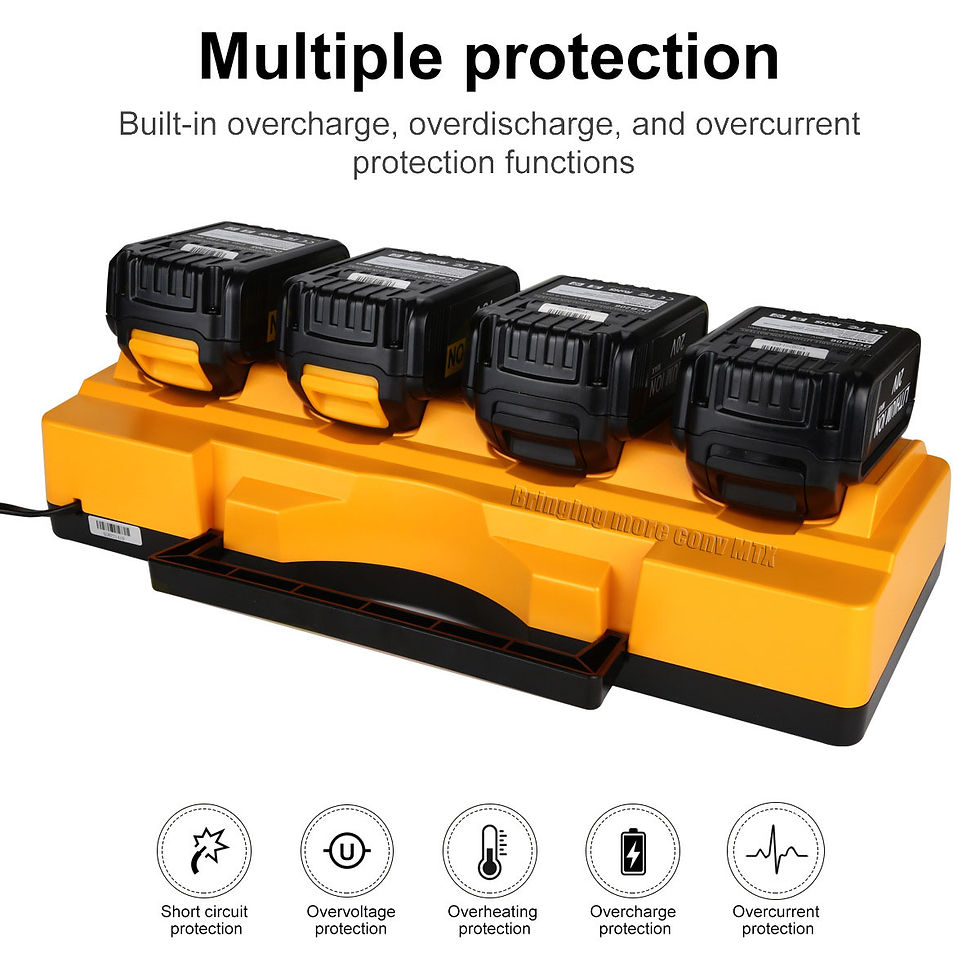 Thumbnail: 4 Port Li-ion battery Charger Rapid 3A Charging Current For Dewalt 14.4V 18V 20V