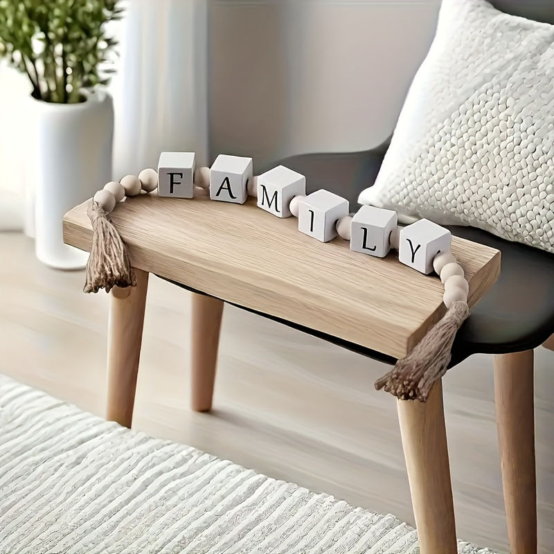 Thumbnail: Rustic Wooden Letter Garland with Tassels - "Home" Design for Cozy Home Decor, P