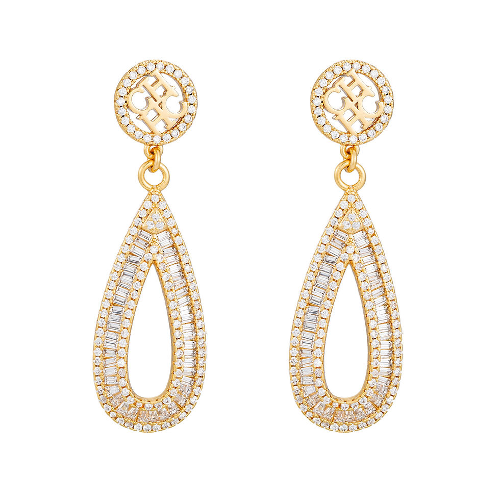 Thumbnail: CH Luxurious Minimalist Full-Diamond Teardrop Earrings for Women Fashionable Ele