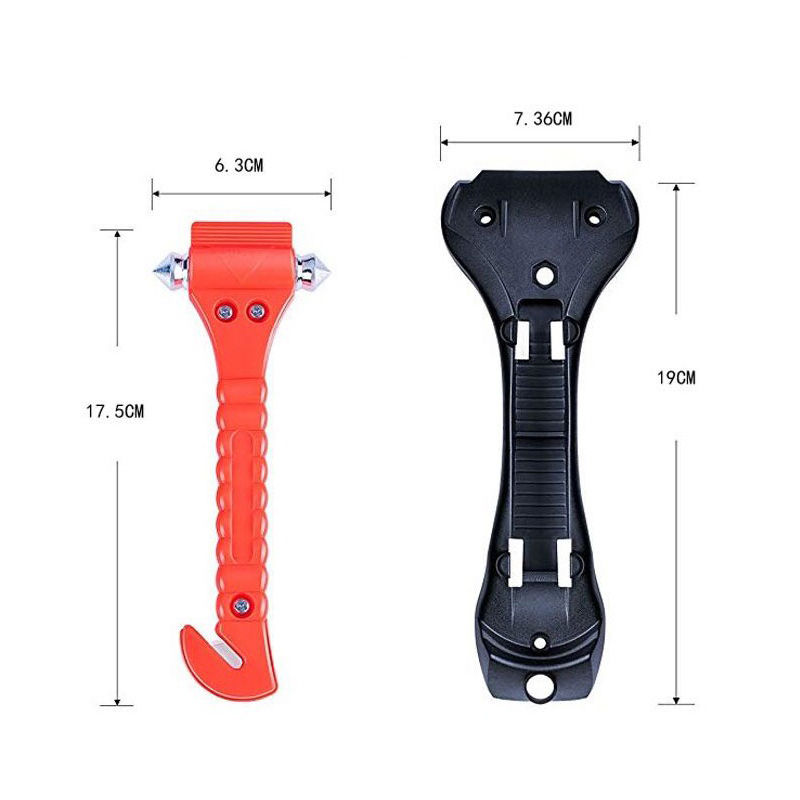 Thumbnail: Safety Hammer Camping Driving Car Seat Belt Cutter 2-in-1 Emergency Break Window