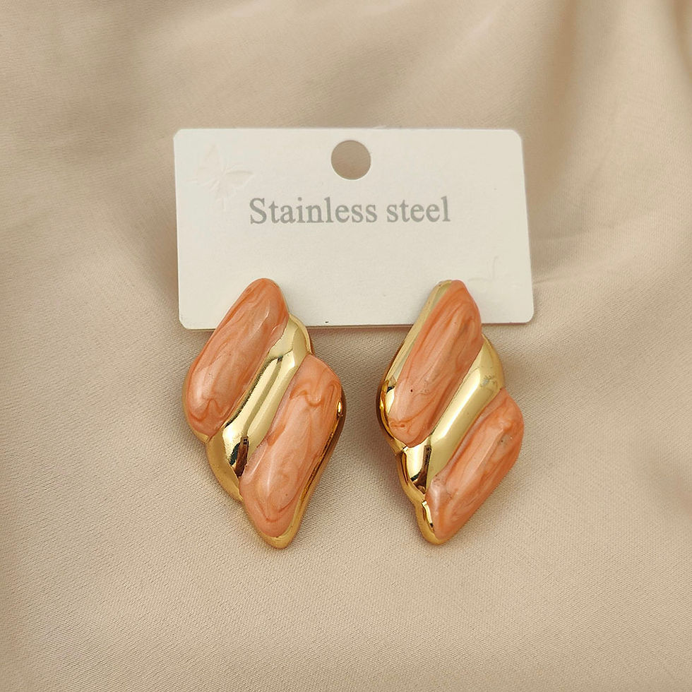 Thumbnail: Charming diamond colored enamel gold-plated 18K women's earrings, high quality w