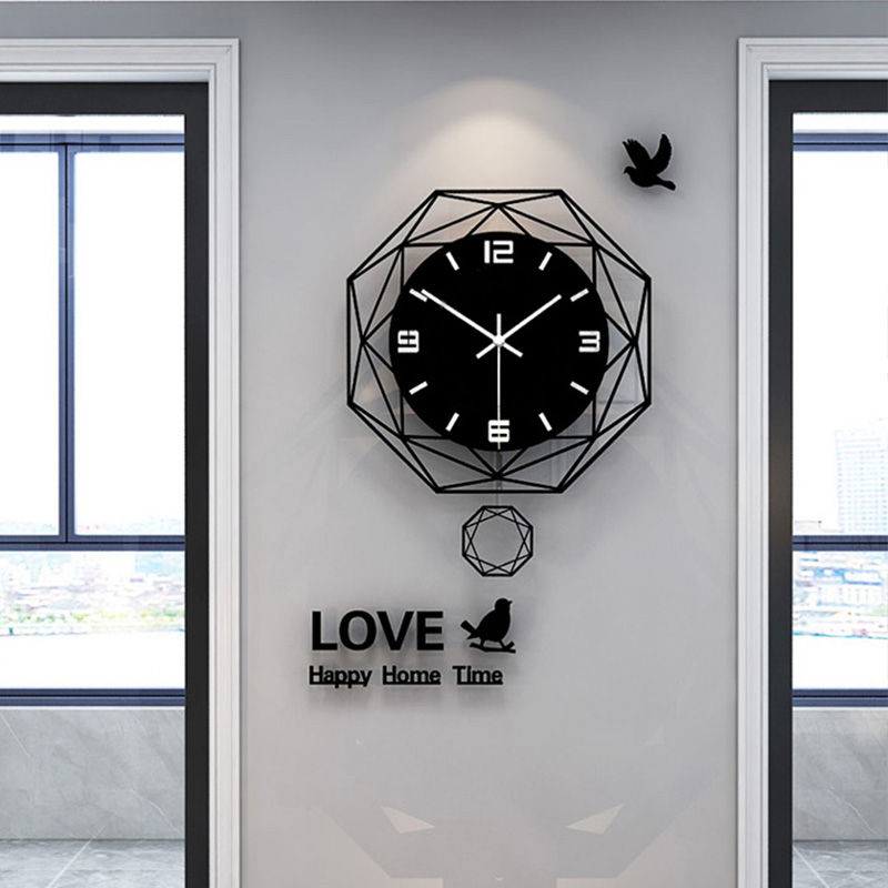 Thumbnail: Polygonal Swinging Wall Clock with Swinging Function Suitable for Living Room Of
