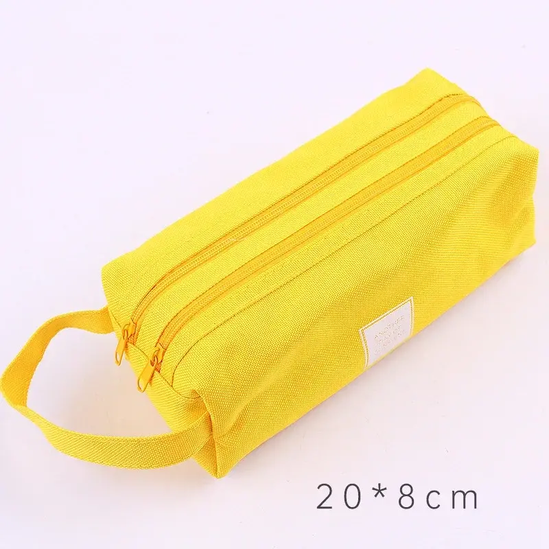Thumbnail: Large Capacity Pencil Cases Double Layer Simple Canvas Bags for Girls Back to Sc