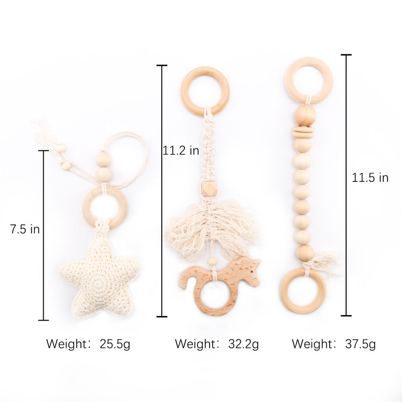 Thumbnail: 1set Baby Wooden Rattle Toys Play Gym Mobile Hanging Sensory Toys Foldable Play