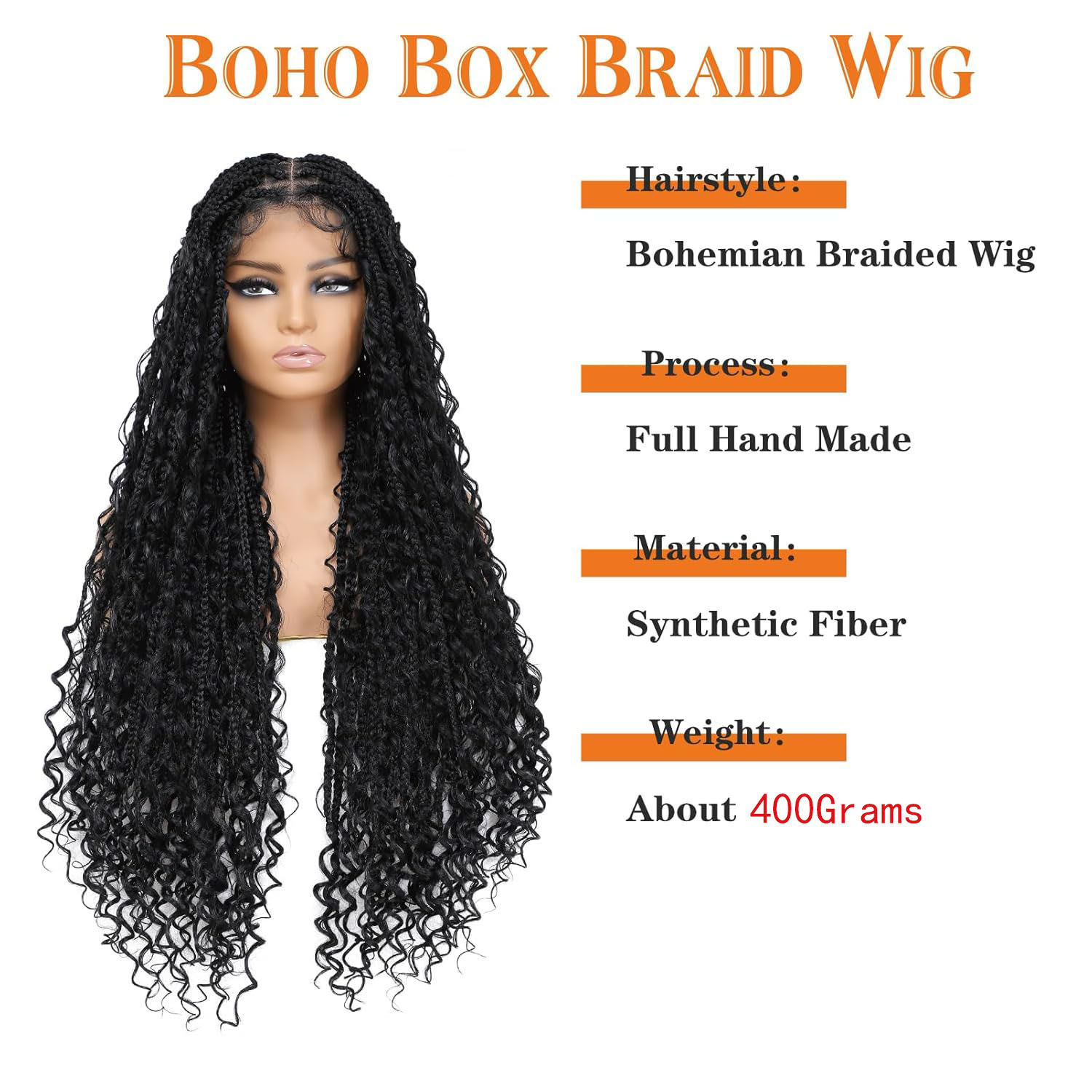 😘 Synthetic Long Bohemian Braided Wigs Boho Box Braid Wigs for Black Women