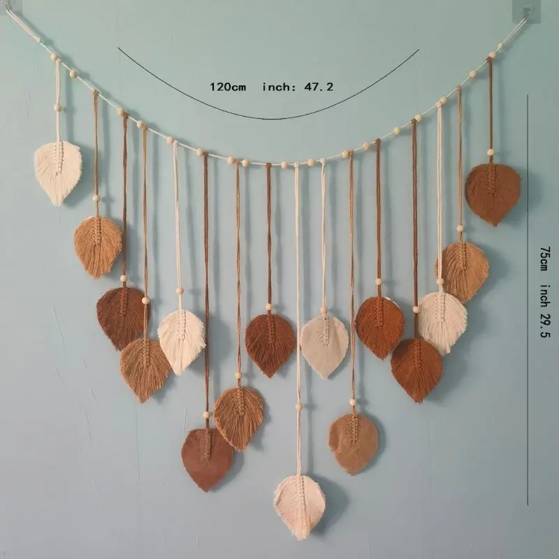 Thumbnail: Boho Home Decoration, Macrame Tapestry Macrame Leaf Feather Wall Hanging Decor f
