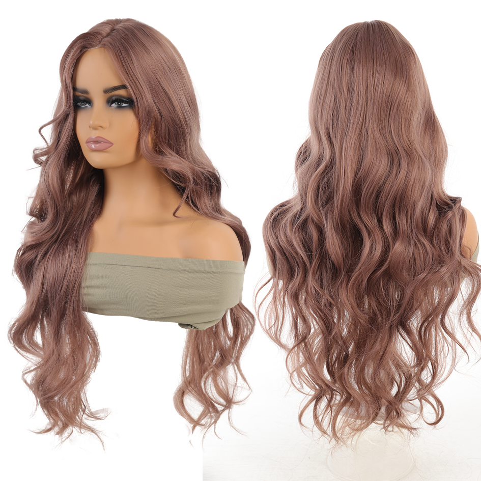Thumbnail: ✨ Long Straight & Water Wave Synthetic Wig with Bangs – 26+ Inch