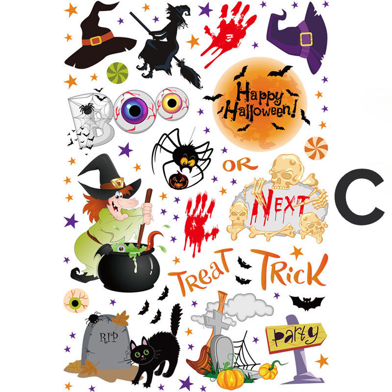 Thumbnail: Halloween Party Scene Atmosphere Decoration Wall Window Stickers Cartoon Pumpkin