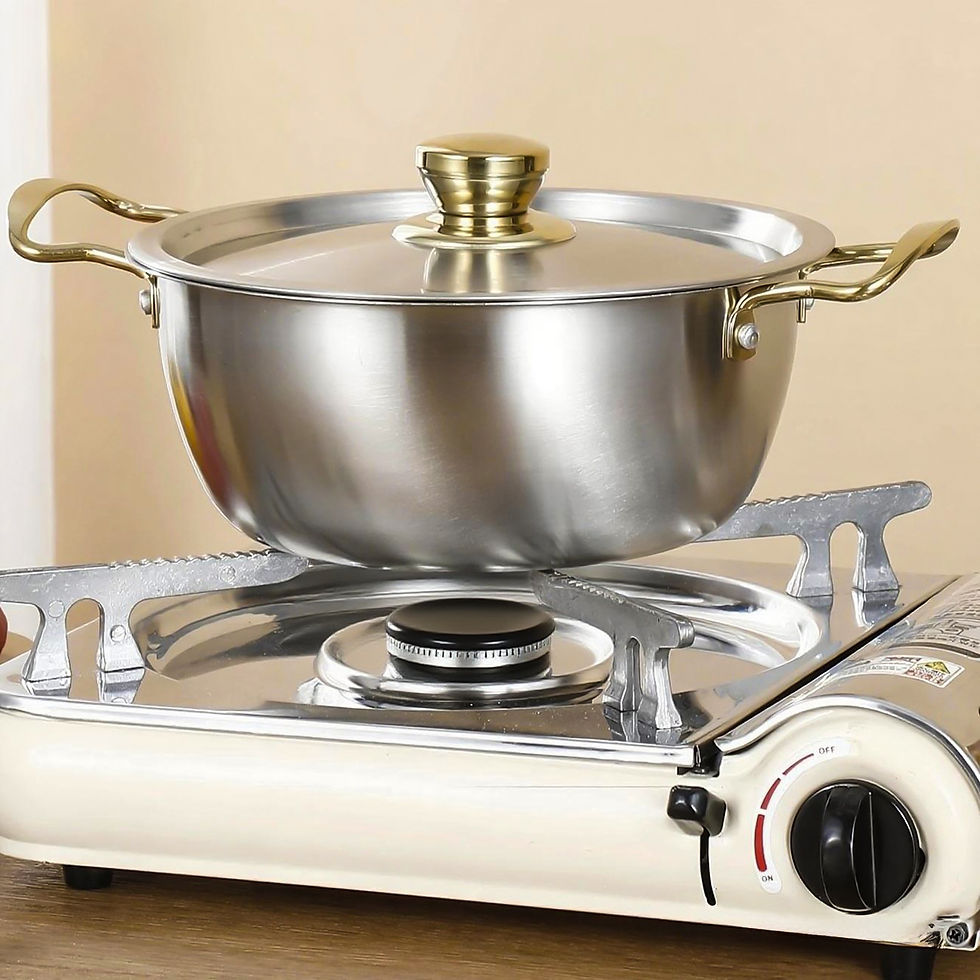 Thumbnail: Three-Piece Stainless Steel Cookware Set 18/20/22cm Korean Double-Eared Soup Pot