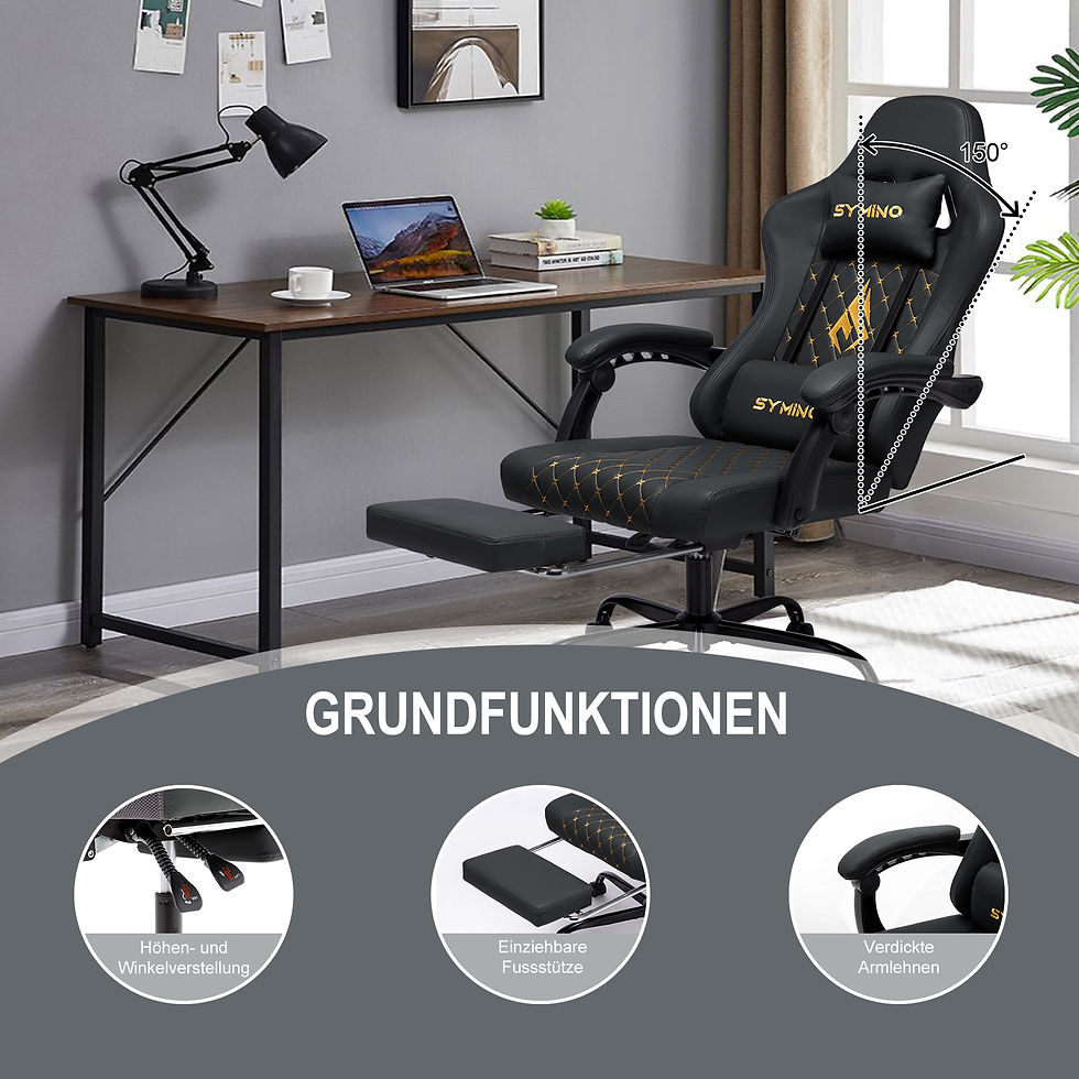 Thumbnail: Symino Gaming Chair in Racing Style, Office Chair with Footrest &Adjustable Armr